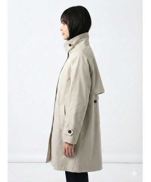Day and Grade(デイアンドグレイド)の「スタンドカラー ミドル丈ハーフコート / 軽量・美シルエット(トレンチコート・レディース・ベージュ/アイボリー/ブラック・FREE)」の7枚目の写真