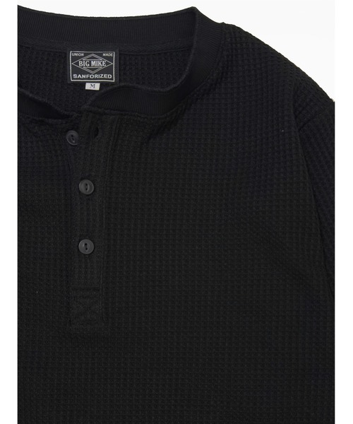 BIG MIKE(ビッグマイク)の「BIG MIKE ビックマイク/ ワッフルヘンリーネック 長袖Tシャツ 102618750(Tシャツ/カットソー・メンズ・グレー/ブラック/ホワイト・LARGE/MEDIUM)」の5枚目の写真