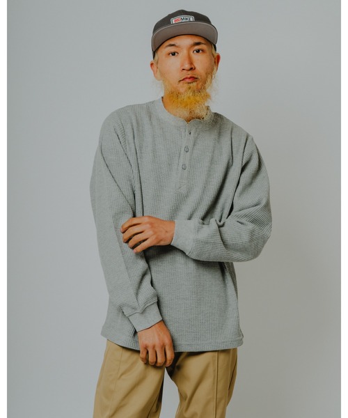 BIG MIKE(ビッグマイク)の「BIG MIKE ビックマイク/ ワッフルヘンリーネック 長袖Tシャツ 102618750(Tシャツ/カットソー・メンズ・グレー/ブラック/ホワイト・LARGE/MEDIUM)」の16枚目の写真