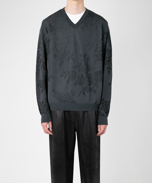 LAD MUSICIAN（ラッドミュージシャン）の「HAND-DRAWN FLOWER V-NECK PULLOVER（ニット/セーター・メンズ・ブルー系/ブラック/グレー系・FREE）」の13枚目の写真