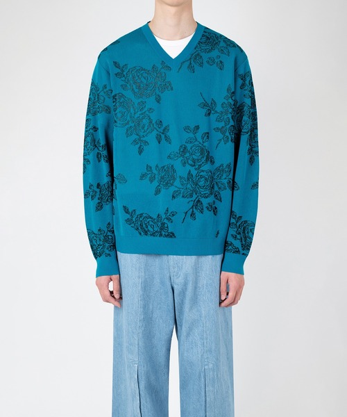 LAD MUSICIAN（ラッドミュージシャン）の「HAND-DRAWN FLOWER V-NECK PULLOVER（ニット/セーター・メンズ・ブルー系/ブラック/グレー系・FREE）」の6枚目の写真