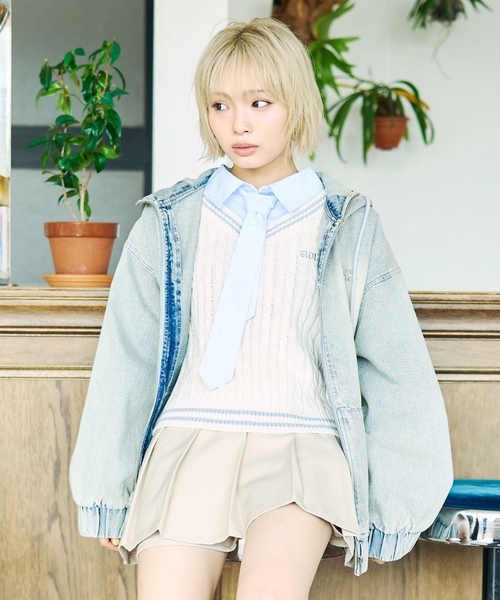 LOVETOXIC（ラブトキシック）の「【アラエル】ネクタイつきレイヤードベスト（シャツ/ブラウス・キッズ・イエロー/ネイビー/トップグレー/アイボリー・130cm/M:150cm/S:140cm/L:160cm）」の5枚目の写真