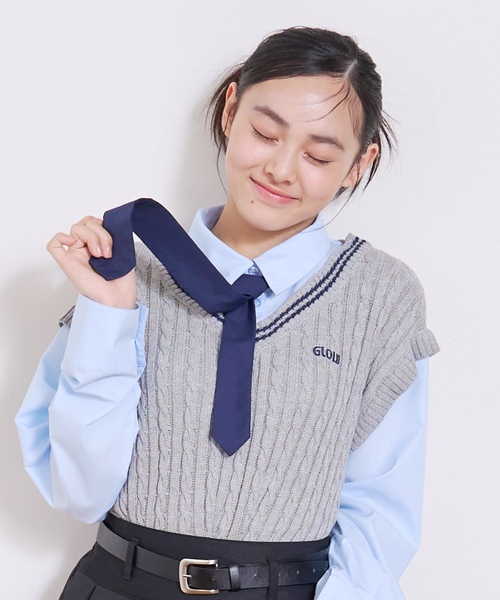 LOVETOXIC（ラブトキシック）の「【アラエル】ネクタイつきレイヤードベスト（シャツ/ブラウス・キッズ・イエロー/ネイビー/トップグレー/アイボリー・130cm/M:150cm/S:140cm/L:160cm）」の12枚目の写真