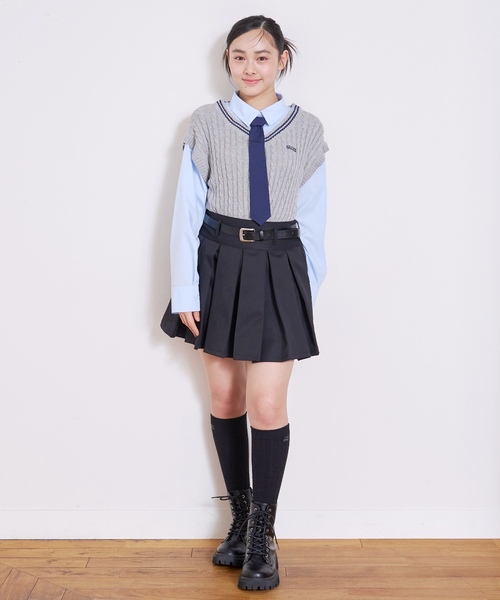 LOVETOXIC（ラブトキシック）の「【アラエル】ネクタイつきレイヤードベスト（シャツ/ブラウス・キッズ・イエロー/ネイビー/トップグレー/アイボリー・130cm/M:150cm/S:140cm/L:160cm）」の14枚目の写真