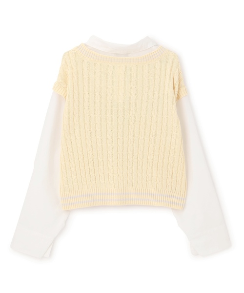 LOVETOXIC（ラブトキシック）の「【アラエル】ネクタイつきレイヤードベスト（シャツ/ブラウス・キッズ・イエロー/ネイビー/トップグレー/アイボリー・130cm/M:150cm/S:140cm/L:160cm）」の20枚目の写真
