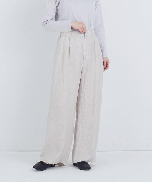 ADIEU TRISTESSE(アデュートリステス)の「リネンワンタックストレートパンツ(その他パンツ・レディース・キナリ/モカ/パープル/チャコールグレー・36/38)」の2枚目の写真