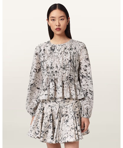 ALLSAINTS(オールセインツ)の「MELANI ROUND NECK GATHERED TOP | MELANI ラウンド ネック ギャザー トップ(その他トップス・レディース・ホワイト系その他・6/10/4/8)」の1枚目の写真