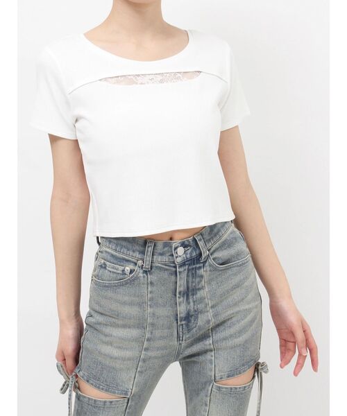 RESEXXY（リゼクシー）の「ポイントレースTシャツ（Tシャツ/カットソー・レディース・ミント/ホワイト/ブラック・FREE）」の12枚目の写真