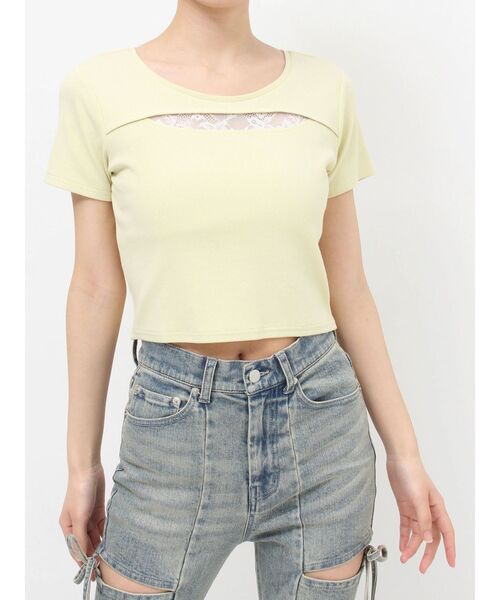 RESEXXY（リゼクシー）の「ポイントレースTシャツ（Tシャツ/カットソー・レディース・ミント/ホワイト/ブラック・FREE）」の4枚目の写真
