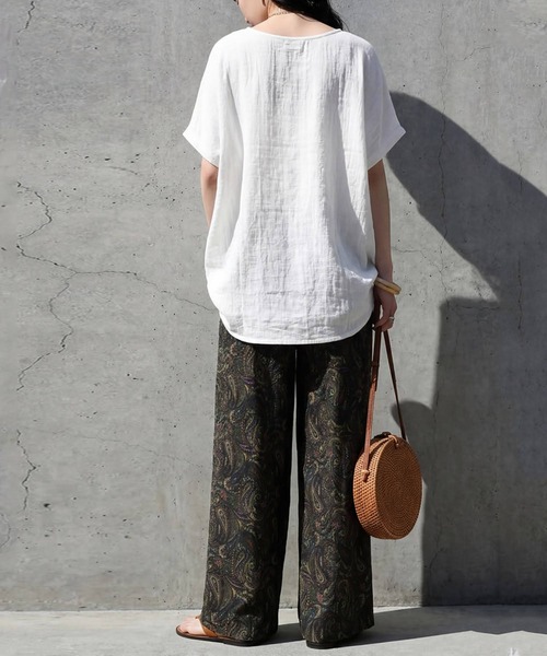 antiqua(アンティカ)の「ペイズリー柄 ワイドパンツ(その他パンツ・レディース・グリーン/ブラック・ONESIZE)」の5枚目の写真