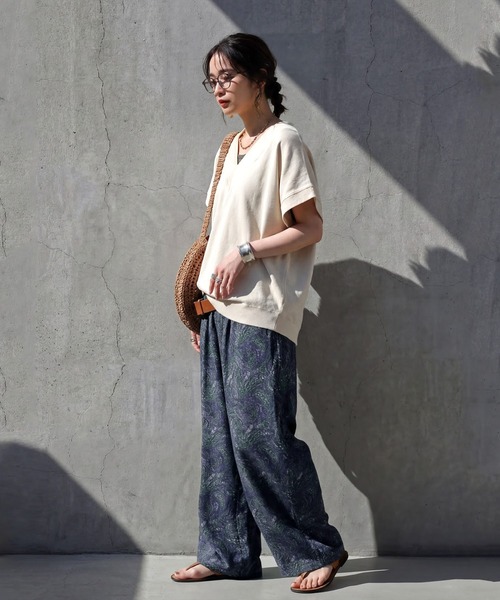 antiqua(アンティカ)の「ペイズリー柄 ワイドパンツ(その他パンツ・レディース・グリーン/ブラック・ONESIZE)」の6枚目の写真