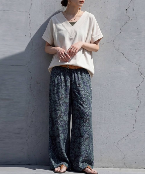 antiqua(アンティカ)の「ペイズリー柄 ワイドパンツ(その他パンツ・レディース・グリーン/ブラック・ONESIZE)」の8枚目の写真