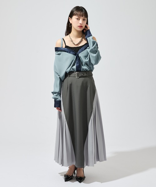 Ellno de Mavie(エルノデメヴィ)の「2wayジャガードクレリックシャツ(シャツ/ブラウス・レディース・ブルー/チャコール/ブラック・FREE)」の8枚目の写真