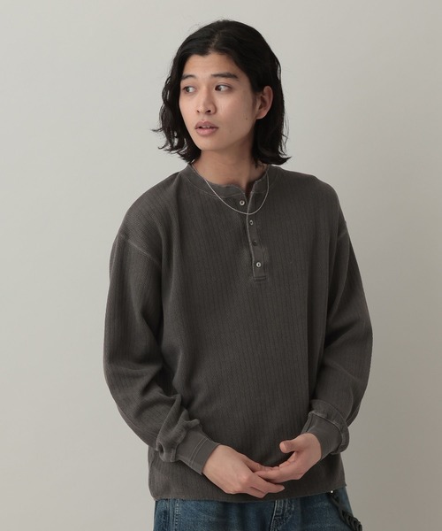 Pigment Honeycomb Henryneck Tshirt/ピグメント加工ハニカムヘンリー