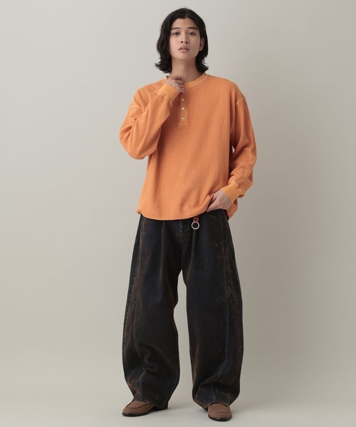 RAGEBLUE（レイジブルー）の「Pigment Honeycomb Henryneck Tshirt/ピグメント加工ハニカムヘンリーネックTシャツ（Tシャツ/カットソー・メンズ・オレンジ/その他19・LARGE/MEDIUM）」の18枚目の写真
