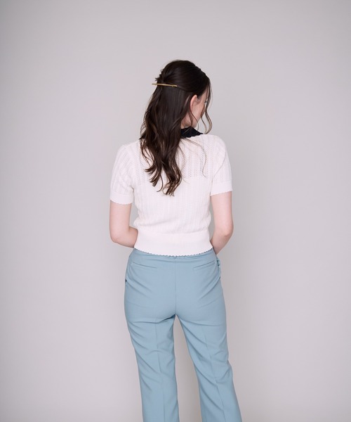 MISCH MASCH(ミッシュマッシュ)の「2026春夏新作 一部店舗限定 透かし編み配色襟ニット(ニット/セーター・レディース・ブラック/ホワイト・フリ-)」の10枚目の写真