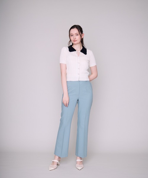MISCH MASCH(ミッシュマッシュ)の「2026春夏新作 一部店舗限定 透かし編み配色襟ニット(ニット/セーター・レディース・ブラック/ホワイト・フリ-)」の12枚目の写真