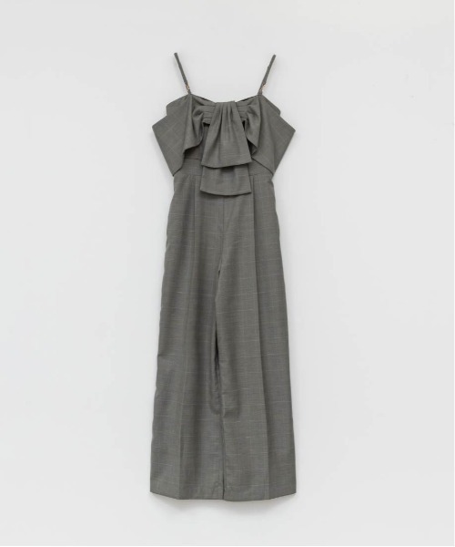 RANDA（ランダ）の「2WAYストラップリボンオールインワン（サロペット/オーバーオール・レディース・グレイッシュベージュ/ネイビー/チェック・0/1）」の9枚目の写真