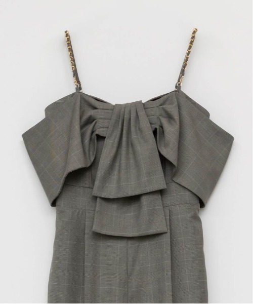 RANDA（ランダ）の「2WAYストラップリボンオールインワン（サロペット/オーバーオール・レディース・グレイッシュベージュ/ネイビー/チェック・0/1）」の12枚目の写真