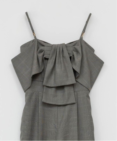 RANDA（ランダ）の「2WAYストラップリボンオールインワン（サロペット/オーバーオール・レディース・グレイッシュベージュ/ネイビー/チェック・0/1）」の13枚目の写真