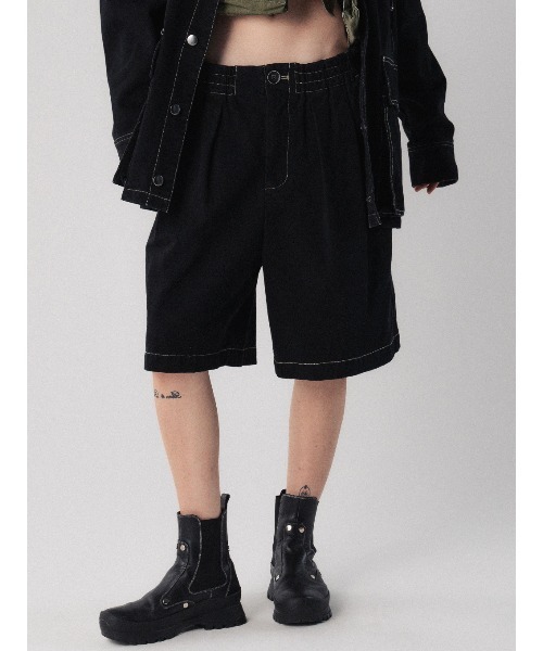 ELCHELE(エルチェレ)の「TWILL HALF PANTS(その他パンツ・レディース・キナリ/ブラック・38/36)」の3枚目の写真