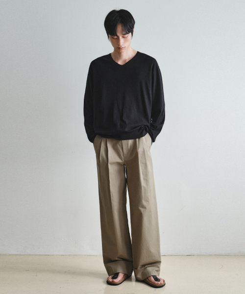 WEDNESDAY OASIS(ウェンズデーオアシス)の「ウォッシャブルミニマルVネックニット_BLACK(WC26-KN20)(ニット/セーター・メンズ・ブラック・X-LARGE/MEDIUM/LARGE)」の2枚目の写真