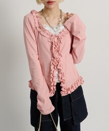 w closet | ドットレイヤードフリルカーディガン(Tシャツ/カットソー)