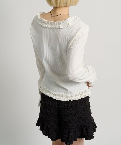 w closet（ダブルクローゼット）の「ドットレイヤードフリルカーディガン（Tシャツ/カットソー・レディース・オフホワイト/ブルー/ピンク/グレー・FREE）」の11枚目の写真