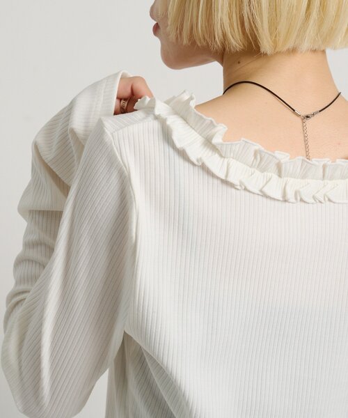 w closet（ダブルクローゼット）の「ドットレイヤードフリルカーディガン（Tシャツ/カットソー・レディース・オフホワイト/ブルー/ピンク/グレー・FREE）」の5枚目の写真