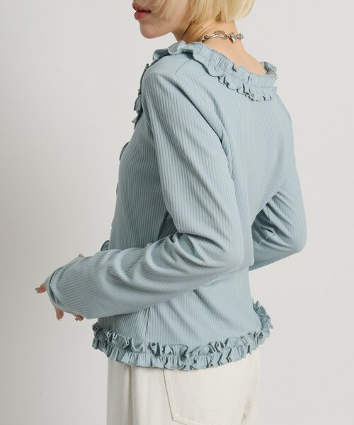 w closet（ダブルクローゼット）の「ドットレイヤードフリルカーディガン（Tシャツ/カットソー・レディース・オフホワイト/ブルー/ピンク/グレー・FREE）」の17枚目の写真