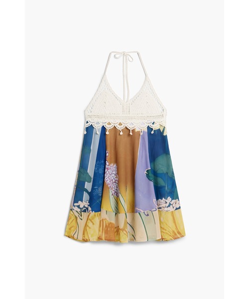 Desigual（デシグアル）の「クロシェレースハルターネックミニドレス（ワンピース・レディース・マルチ・XL/L/M/S/XS）」の4枚目の写真