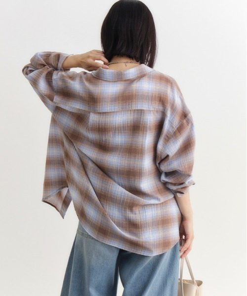 Right-on（ライトオン）の「【HONEYSUCKLE ROSE】チェックビッグシャツ（シャツ/ブラウス・レディース・ブラック/ベージュ/ブラウン・M/L/S）」の17枚目の写真