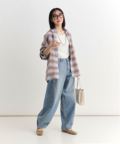 Right-on（ライトオン）の「【HONEYSUCKLE ROSE】チェックビッグシャツ（シャツ/ブラウス・レディース・ブラック/ベージュ/ブラウン・M/L/S）」の18枚目の写真