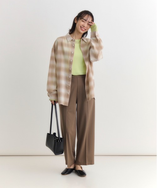 Right-on（ライトオン）の「【HONEYSUCKLE ROSE】チェックビッグシャツ（シャツ/ブラウス・レディース・ブラック/ベージュ/ブラウン・M/L/S）」の20枚目の写真