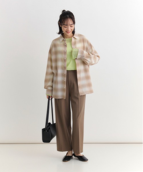 Right-on（ライトオン）の「【HONEYSUCKLE ROSE】チェックビッグシャツ（シャツ/ブラウス・レディース・ブラック/ベージュ/ブラウン・M/L/S）」の21枚目の写真