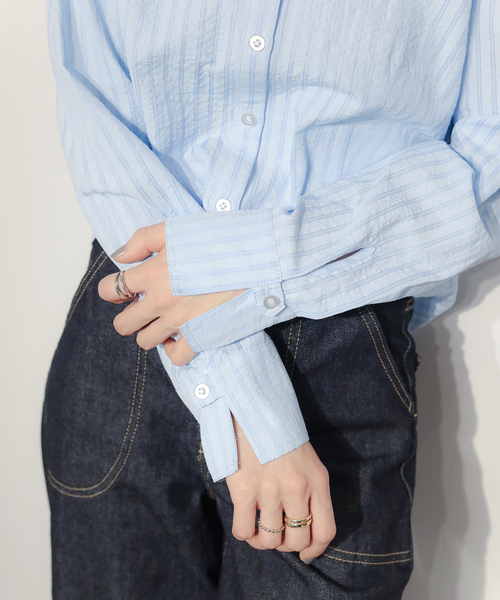 La TOTALITE(ラトータリテ)の「【洗える】ビックカラーブラウス(シャツ/ブラウス・レディース・ホワイト/スカイブルー・FREE)」の7枚目の写真