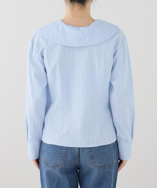 La TOTALITE(ラトータリテ)の「【洗える】ビックカラーブラウス(シャツ/ブラウス・レディース・ホワイト/スカイブルー・FREE)」の10枚目の写真