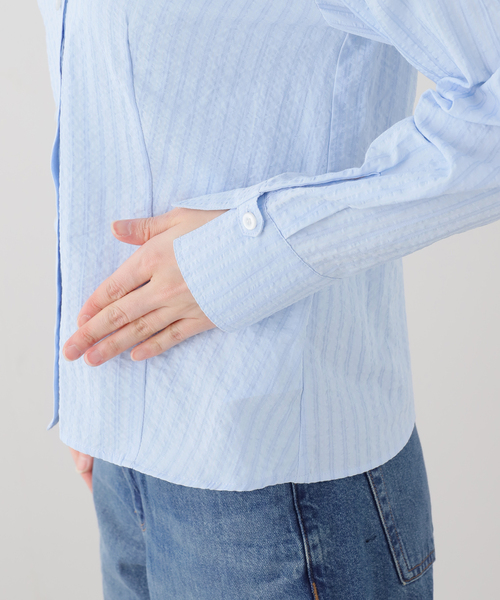 La TOTALITE(ラトータリテ)の「【洗える】ビックカラーブラウス(シャツ/ブラウス・レディース・ホワイト/スカイブルー・FREE)」の12枚目の写真