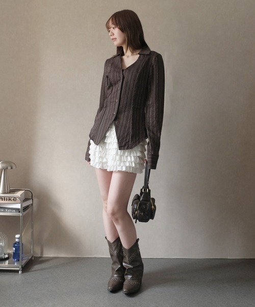 LAFFMO(ラフモ)の「ティアードフリルショートパンツ(その他パンツ・レディース・ホワイト/ブラック・F)」の10枚目の写真