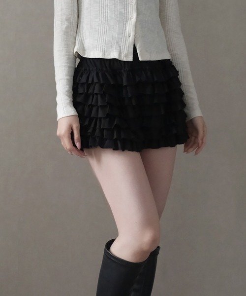 LAFFMO(ラフモ)の「ティアードフリルショートパンツ(その他パンツ・レディース・ホワイト/ブラック・F)」の13枚目の写真