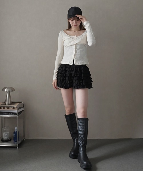 LAFFMO(ラフモ)の「ティアードフリルショートパンツ(その他パンツ・レディース・ホワイト/ブラック・F)」の14枚目の写真