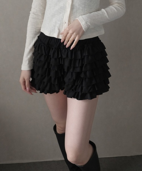 LAFFMO(ラフモ)の「ティアードフリルショートパンツ(その他パンツ・レディース・ホワイト/ブラック・F)」の17枚目の写真