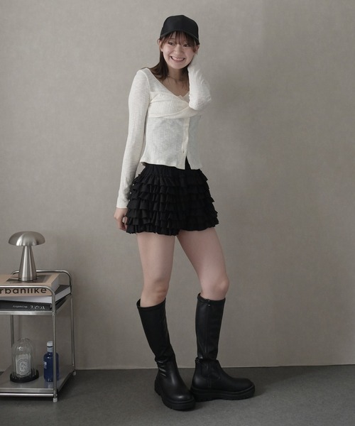 LAFFMO(ラフモ)の「ティアードフリルショートパンツ(その他パンツ・レディース・ホワイト/ブラック・F)」の21枚目の写真
