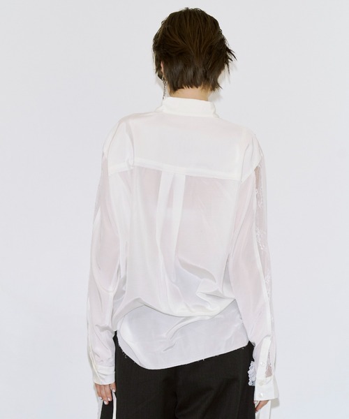 JOSE MOON(ジョゼムーン)の「VERTICAL LACE SHIRT/ヴァーティカルレースシャツ(シャツ/ブラウス・レディース・ブラック/ホワイト・FREE)」の7枚目の写真