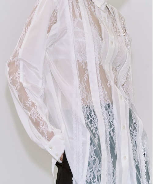 JOSE MOON(ジョゼムーン)の「VERTICAL LACE SHIRT/ヴァーティカルレースシャツ(シャツ/ブラウス・レディース・ブラック/ホワイト・FREE)」の12枚目の写真