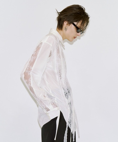 JOSE MOON(ジョゼムーン)の「VERTICAL LACE SHIRT/ヴァーティカルレースシャツ(シャツ/ブラウス・レディース・ブラック/ホワイト・FREE)」の6枚目の写真