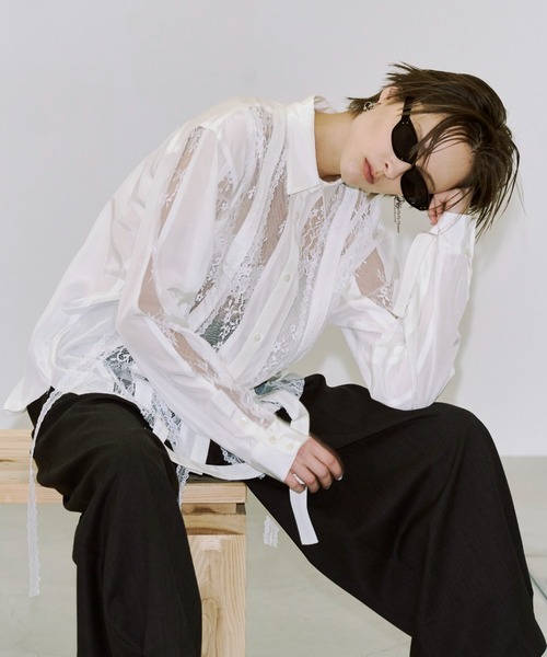 JOSE MOON(ジョゼムーン)の「VERTICAL LACE SHIRT/ヴァーティカルレースシャツ(シャツ/ブラウス・レディース・ブラック/ホワイト・FREE)」の15枚目の写真