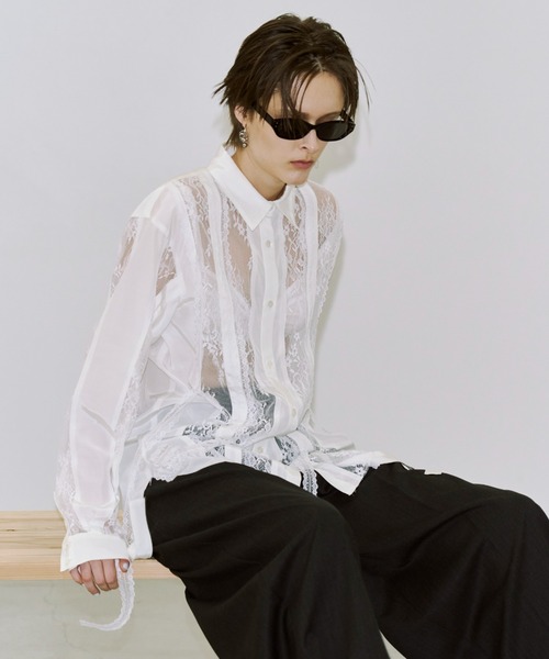 JOSE MOON(ジョゼムーン)の「VERTICAL LACE SHIRT/ヴァーティカルレースシャツ(シャツ/ブラウス・レディース・ブラック/ホワイト・FREE)」の16枚目の写真