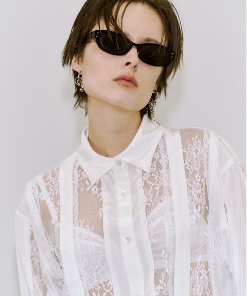 JOSE MOON(ジョゼムーン)の「VERTICAL LACE SHIRT/ヴァーティカルレースシャツ(シャツ/ブラウス・レディース・ブラック/ホワイト・FREE)」の11枚目の写真