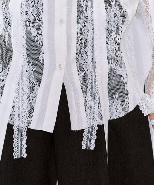 JOSE MOON(ジョゼムーン)の「VERTICAL LACE SHIRT/ヴァーティカルレースシャツ(シャツ/ブラウス・レディース・ブラック/ホワイト・FREE)」の13枚目の写真